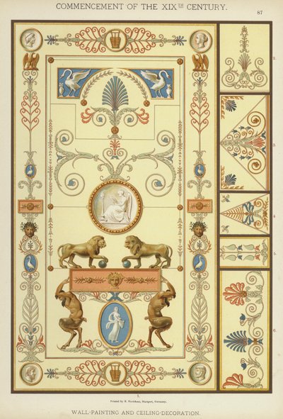 Comienzo del siglo XIX, pintura mural y decoración de techos de German School