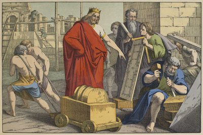 Construcción del Templo de Jerusalén, ilustración de L