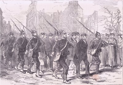 Convoy de prisioneros, Cassells History of the War between France and Germany publicado por Cassell and Company Limited, c.1890 de German School