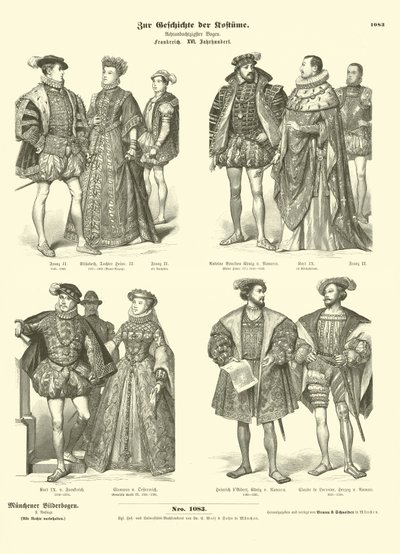 Traje de la realeza y la nobleza francesa, siglo XVI de German School