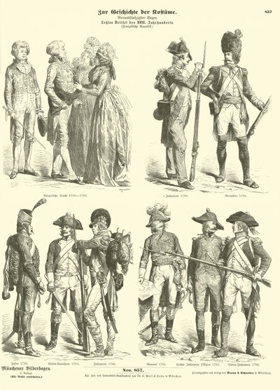 Trajes y uniformes militares de la Francia republicana, 1790s de German School