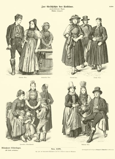 Trajes de Baden, Alemania, siglo XIX de German School