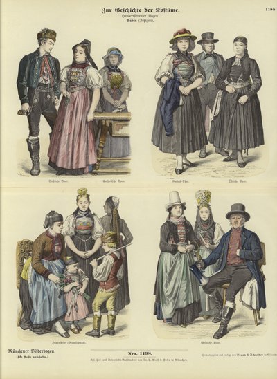 Trajes de Baden, Alemania, siglo XIX de German School