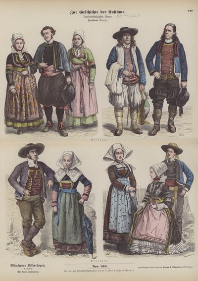 Trajes de Bretaña, finales del siglo XIX de German School