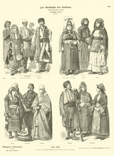 Trajes de la Europa otomana turca, finales del siglo XIX de German School