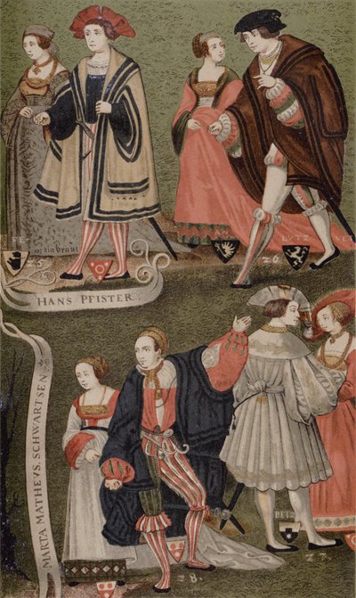 Trajes de burgueses prominentes de Augsburgo, Baviera, en 1520 de German School