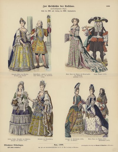 Trajes de la realeza y la nobleza, finales del siglo XVII y principios del XVIII de German School
