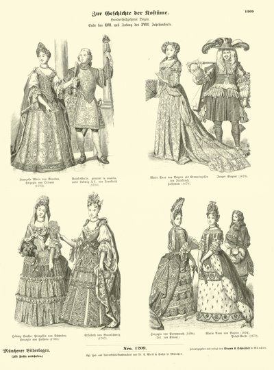 Trajes de la realeza y la nobleza, finales del siglo XVII y principios del XVIII de German School