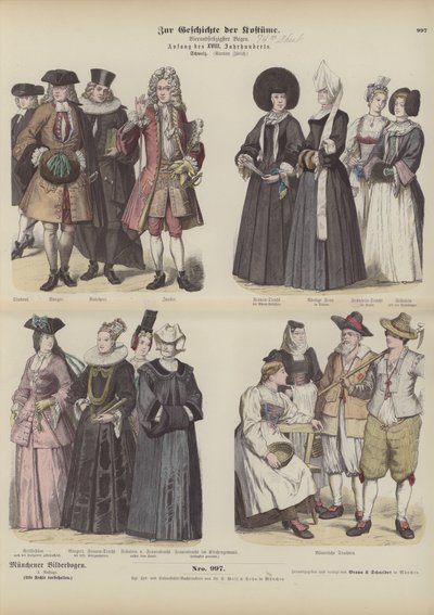 Trajes del cantón suizo de Zúrich, principios del siglo XVIII de German School
