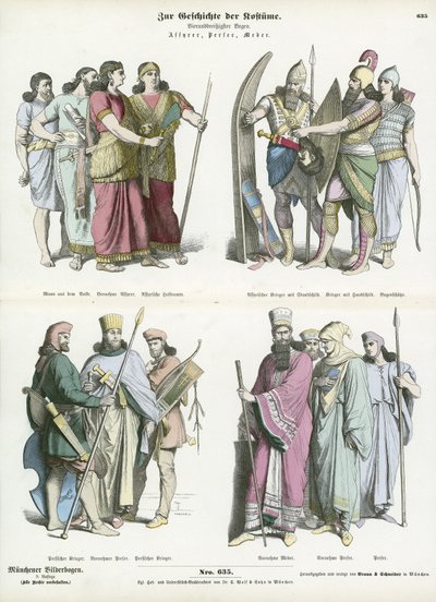 Trajes de los antiguos asirios, persas y medos de German School