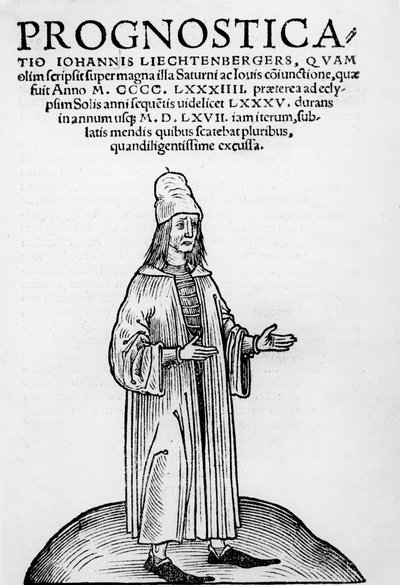 Ilustración de portada de Pronosticatio en latín por Johannes Lichtenberger, 1526 de German School