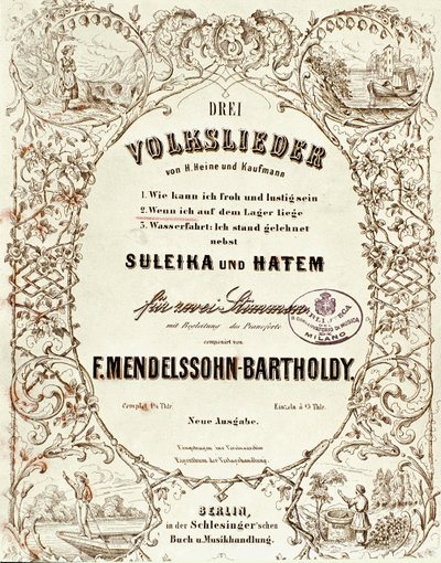 Portada de la partitura de Drei Volkslieder por Felix Mendelssohn de German School