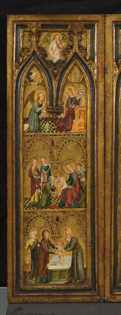 Tríptico de la crucifixión (anteriormente conocido como Tríptico de Estouteville) (ala izquierda), c.1374 (tempera sobre panel) de German School