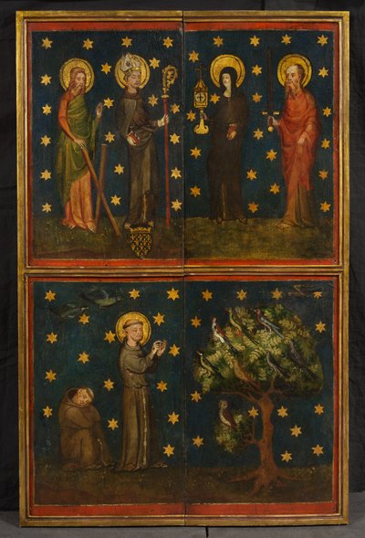 Tríptico de la crucifixión (anteriormente conocido como Tríptico de Estouteville), c.1374 (óleo sobre tabla) de German School