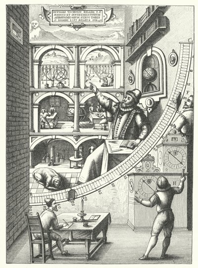 Cuadrante mural del astrónomo danés Tycho Brahe en su observatorio en Uraniborg, Hven, Dinamarca de German School
