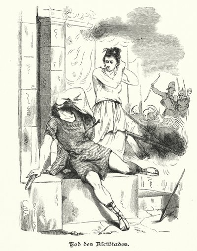 Muerte de Alcibíades, 404 a.C. (grabado) de German School