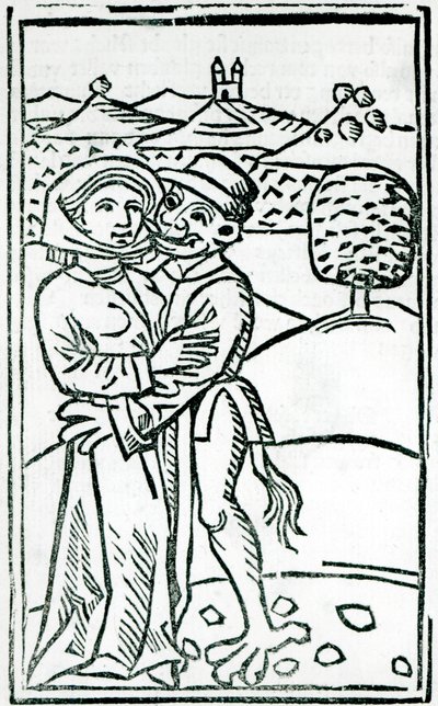 Demonio haciendo el amor a una bruja (xilografía) de German School