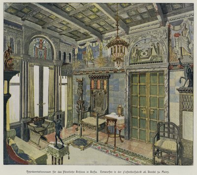 Diseño para una habitación en el Palacio Real de Sofía, Bulgaria, producido por la fábrica de muebles A Bembe en Mainz, Alemania de German School