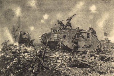 Destrucción de tanques ingleses por fuerzas alemanas de German School