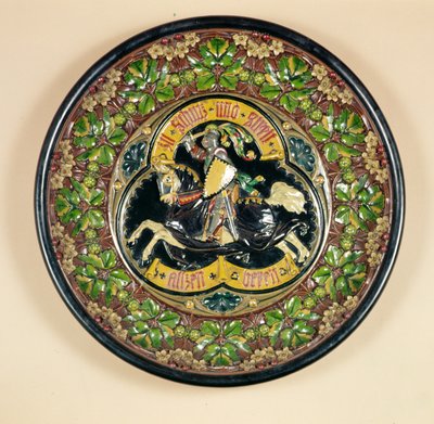 Plato con decoración en relieve, por Bichweiler de Hamburgo, 1880 de German School