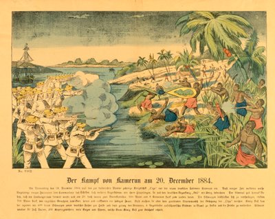 Levantamiento de Duala en Camerún alemán, con el SMS Olga en el fondo, 20 de diciembre de 1884 de German School