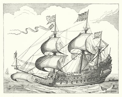 Buque de guerra holandés del siglo XVII de German School