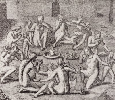 Comiendo la carne de un prisionero según el viejo historiador, de 