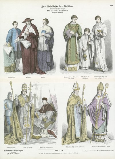 Trajes eclesiásticos, siglos XVI y XVII de German School