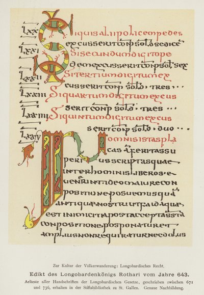 Edicto de Rothari, Rey de los Lombardos, 643 de German School