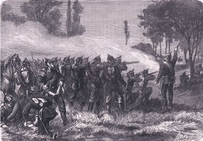 Encuentro en el bosque antes de Metz, Cassells History of the War between France and Germany publicado por Cassell and Company Limited, c.1890 de German School