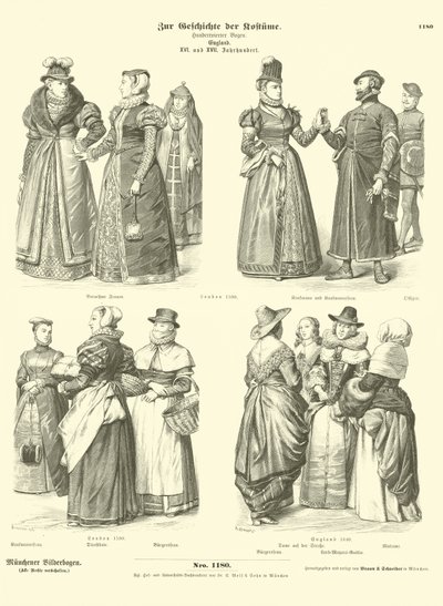 Trajes ingleses, siglos XVI y XVII de German School