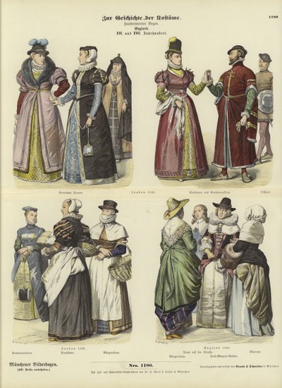 Trajes ingleses, siglos XVI y XVII de German School