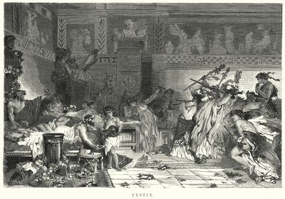 Entretenimiento después de la comida en un banquete romano de German School