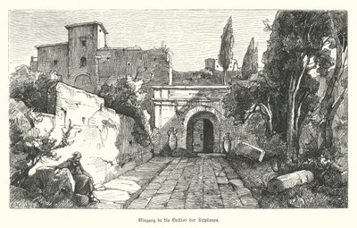 Entrada a la Tumba de los Escipiones, Roma (grabado) de German School