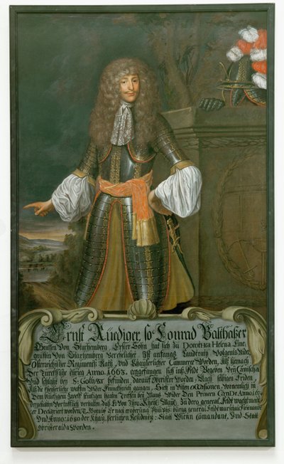 Ernst Ruediger, conde de Starhemberg, mariscal de campo y comandante de Viena durante el asedio turco de 1683 ... (óleo sobre lienzo) de German School