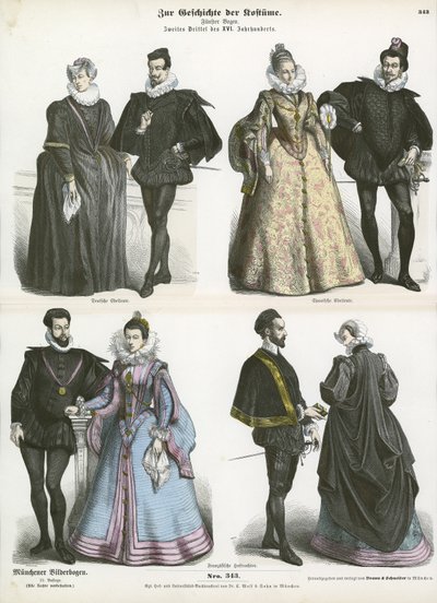 Trajes europeos, mediados del siglo XVI de German School