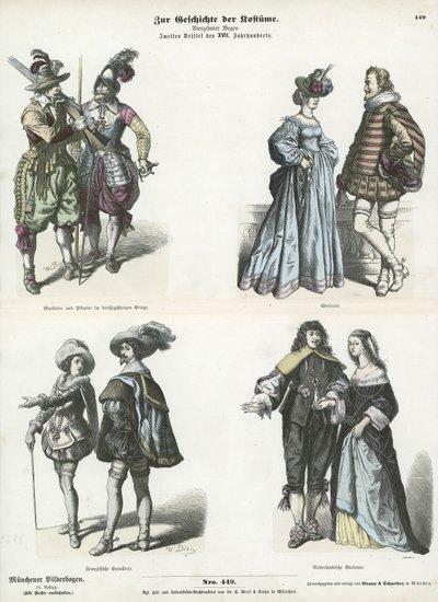 Trajes europeos, mediados del siglo XVII de German School