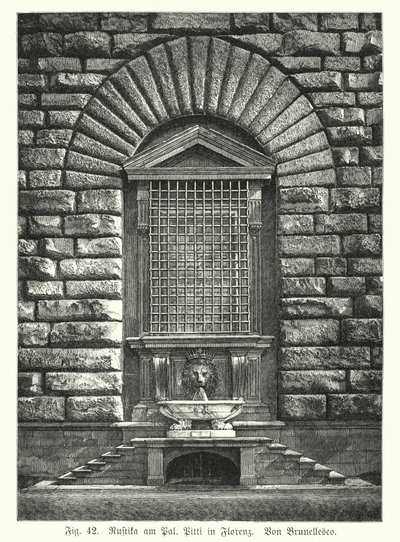 Ejemplo de rusticación, por Filippo Brunelleschi, Palazzo Pitti, Florencia, Italia de German School