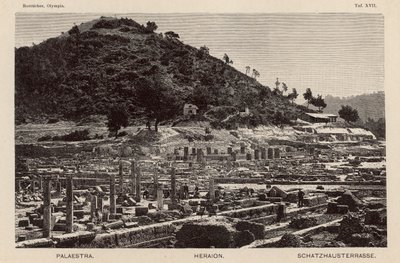 Excavación del sitio de la antigua Olimpia, Grecia: la Palestra, el Templo de Hera y los Tesoros de German School