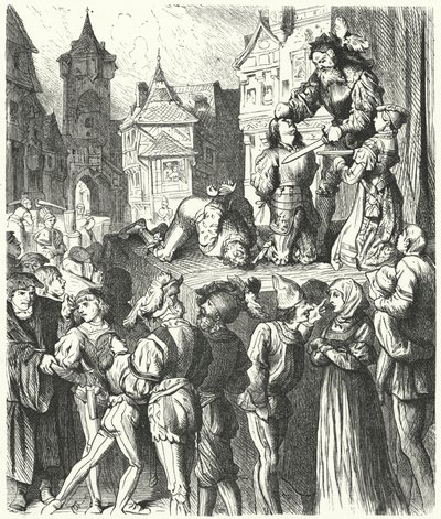 Escena de la ejecución de Tito Andrónico (grabado) de German School