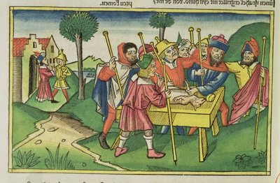 Éxodo 12 La primera Pascua, de la Biblia de Núremberg (Biblia Sacra Germanaica) de German School