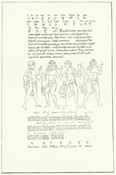 Facsímil de una página de De Temporibus (Sobre el Tiempo) del Venerable Beda (grabado) de German School