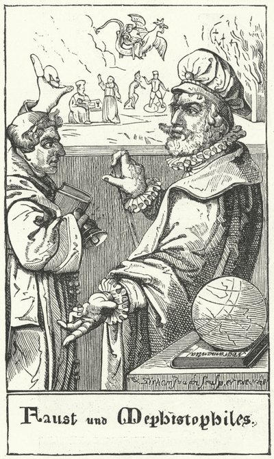 Fausto y Mefistófeles (grabado) de German School