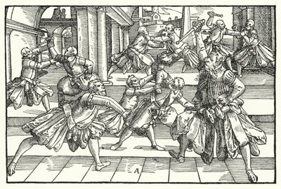 Escena de esgrima de German School