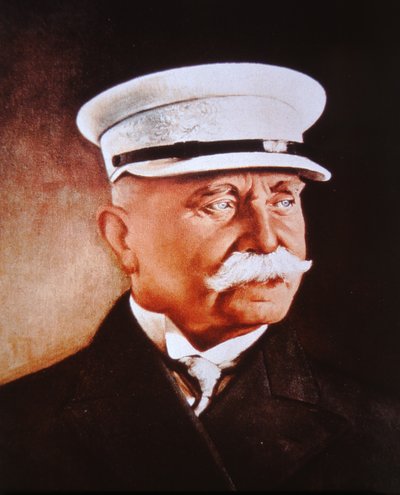 Conde Ferdinand von Zeppelin (litografía en color) de German School