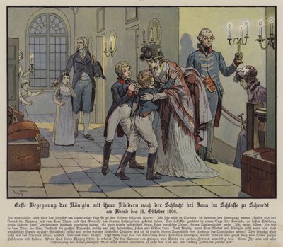 Primer encuentro entre la reina Luisa de Prusia y sus hijos después de la Batalla de Jena, en el Castillo de Schwedt de German School