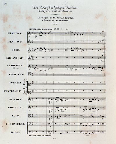 Primera página de la partitura de La huida a Egipto, op. 25, obertura de Hector Berlioz de German School