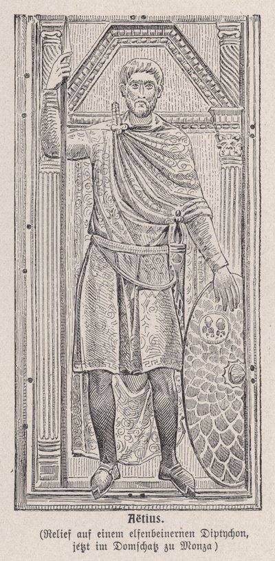 Flavio Aecio, general romano (grabado) de German School