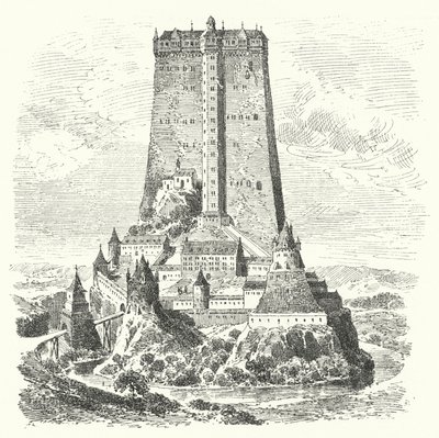 Castillo de Fleckenstein, Alsacia (grabado) de German School