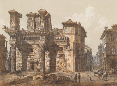 Foro de Nerva, Roma (litografía en color) de German School